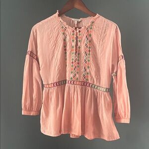 Peach Embroidered Women's Tunic peplum